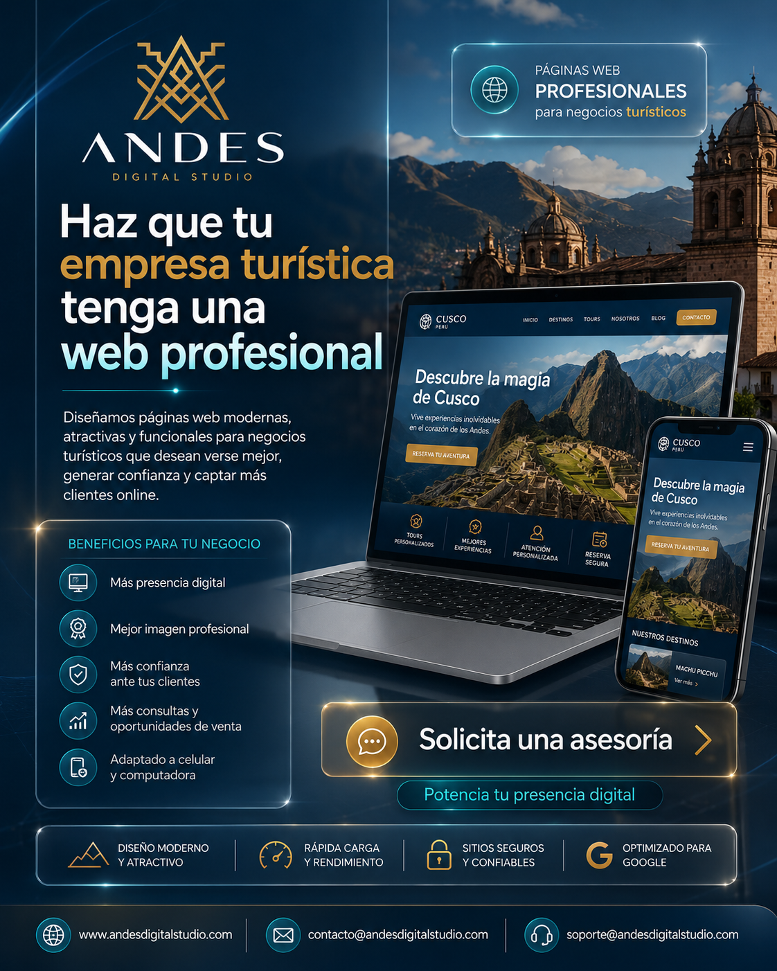 Flyer páginas web para empresas turísticas